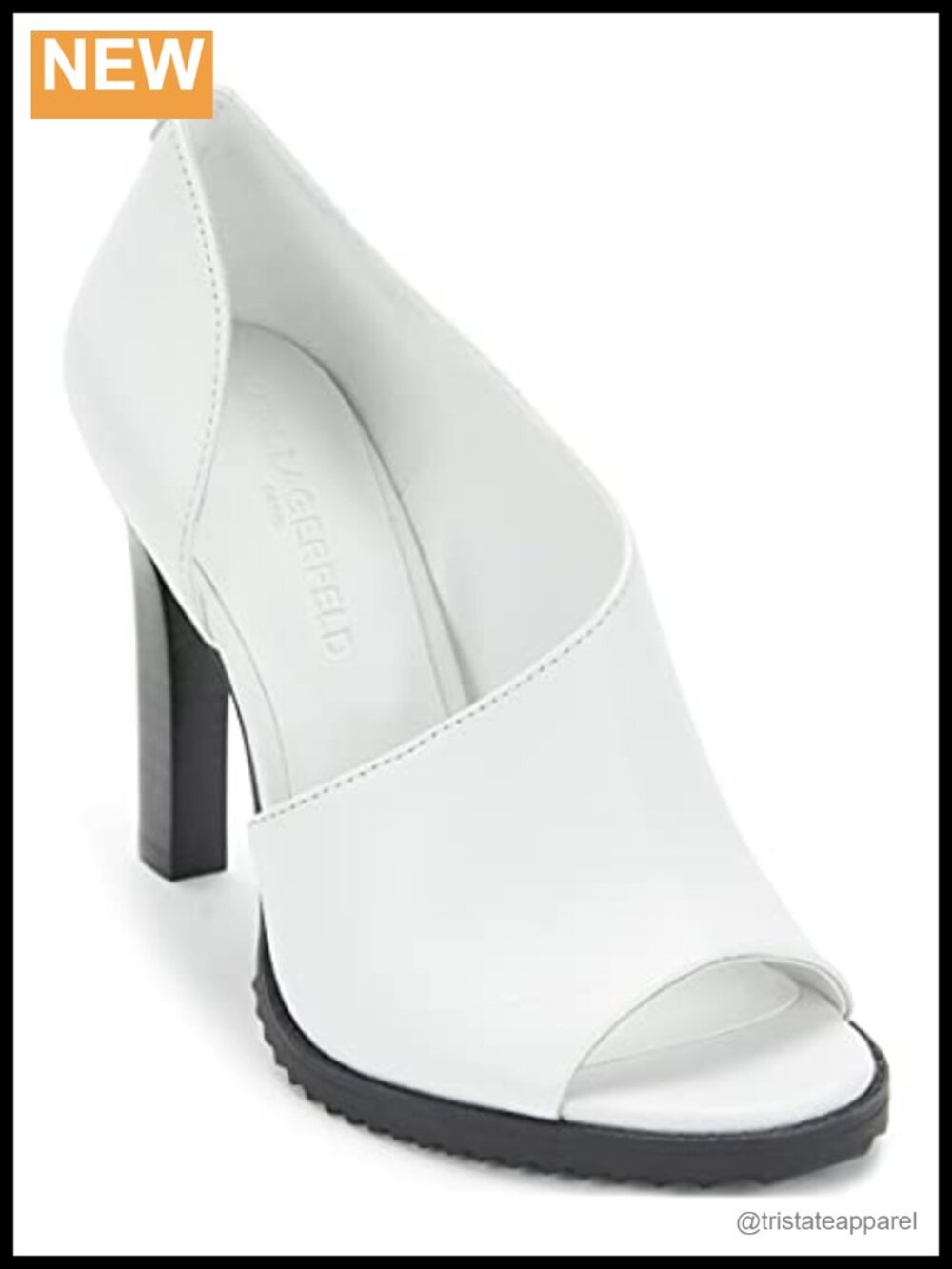 Karl Lagerfeld Brette Peep Toe Pump Leather Heels Stacked Heel
